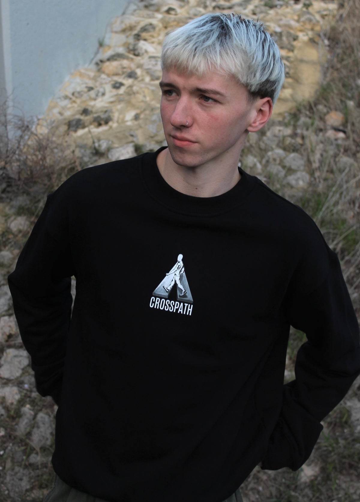 Crossing crew neck